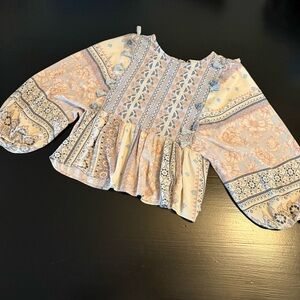 American Eagle Outfitters Boho Top in Blue and Cream